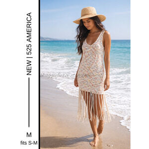 MSRP $120 ✨ 525 America Sleeveless Fringe Knit Sweater Dress – Size M fits S-M✨
